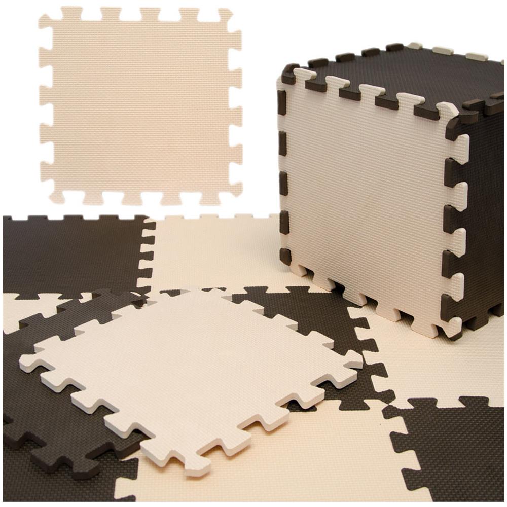 Tappeto Puzzle Per Bambini Morbido Tappetino Gioco Marrone Beige - Foto 7