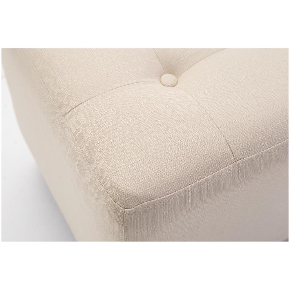 Poggiapiedi Divano Pharao - Sgabello Pouf Capitonné Imbottito in Tessuto I Sgabello Basso Salotto Piedini in Legno I Sgabello Quadrato da Sala 45x45 cm I Pouf Design Salotto Crema - Foto 5