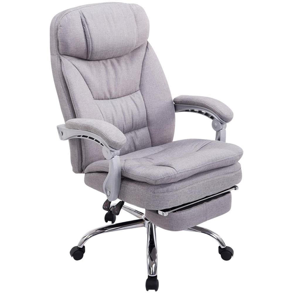 Sedia Ufficio Troy con Braccioli in Tessuto I Poltrona Relax con Poggiapiedi Estraibile I Sedia Poltrona Ergonomica Carico Max 160 kg Grigio - Foto 1