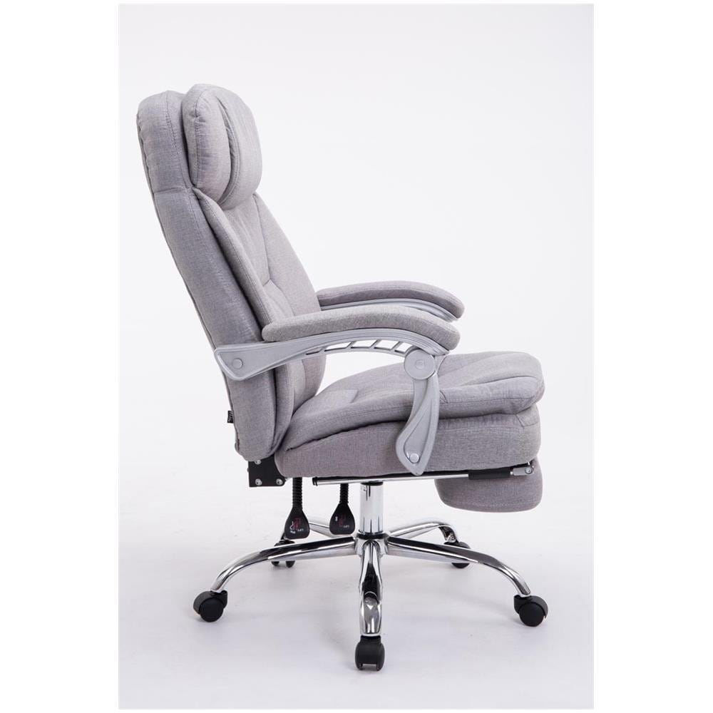 Sedia Ufficio Troy con Braccioli in Tessuto I Poltrona Relax con Poggiapiedi Estraibile I Sedia Poltrona Ergonomica Carico Max 160 kg Grigio - Foto 2