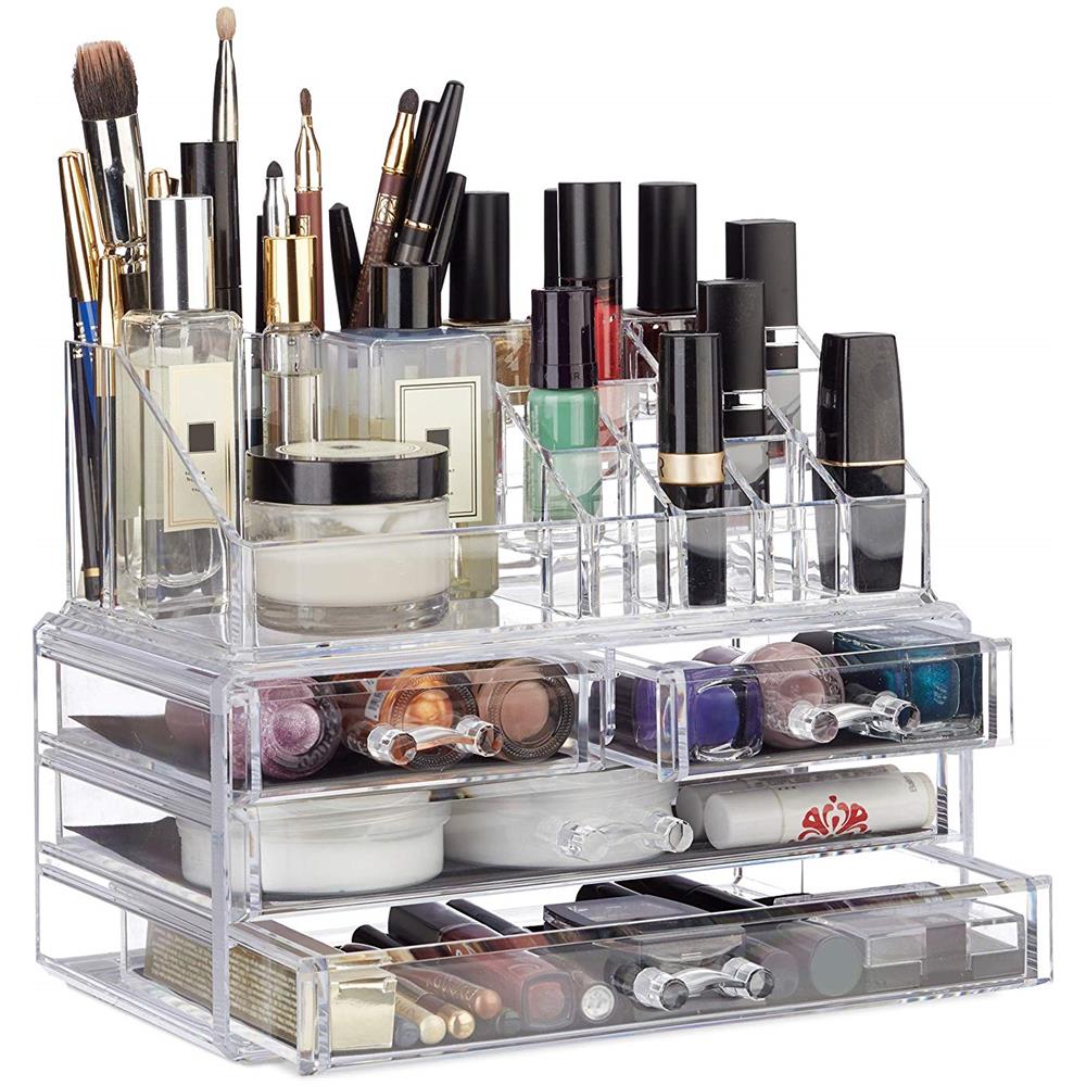 10023130 50 Organizzatore Make-up Con 4 Cassetti, Trucchi, Porta Rossetti, Acrilico, 13.5 X 24 X 19 Cm - Foto 1