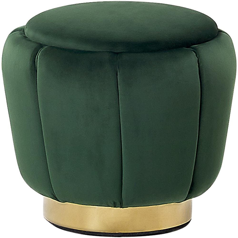 Moderno Pouf In Velluto Verde Irving - Foto 1
