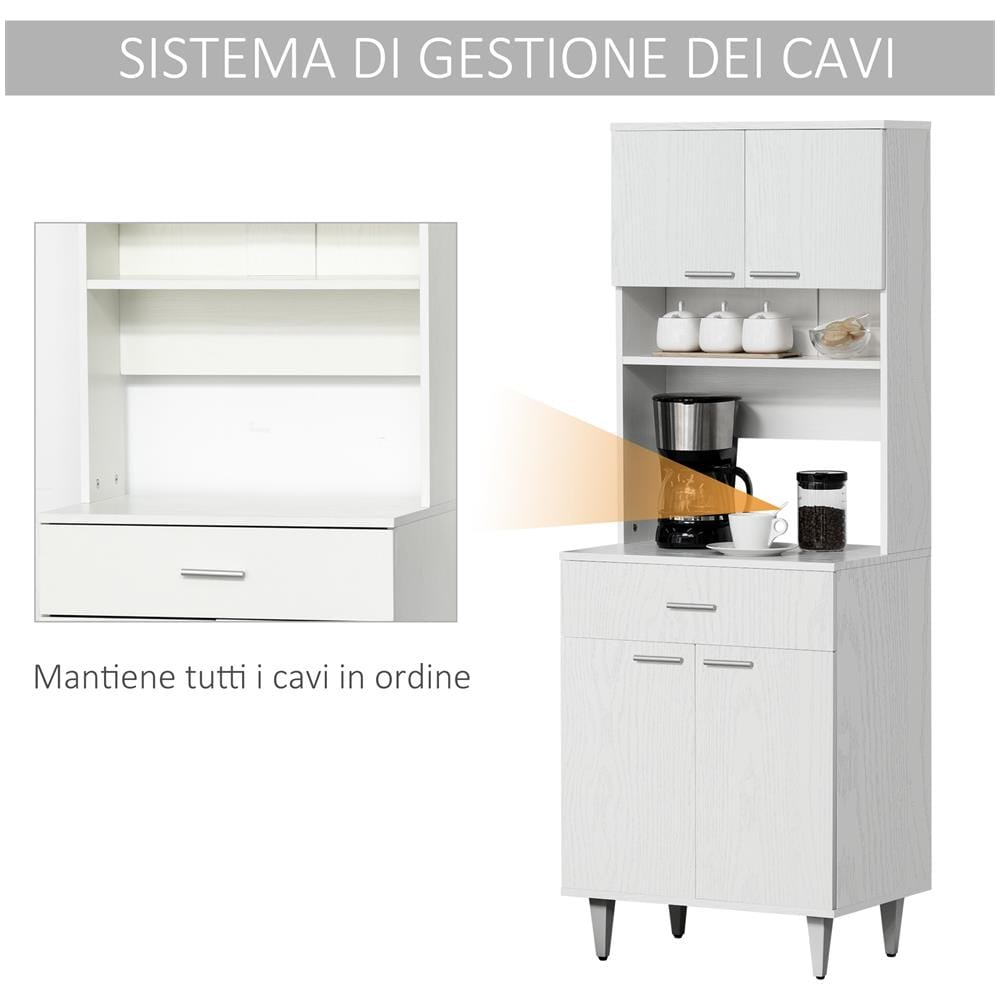 Credenza Alta Da Cucina Madia Classica Bianca In Legno - Foto 8