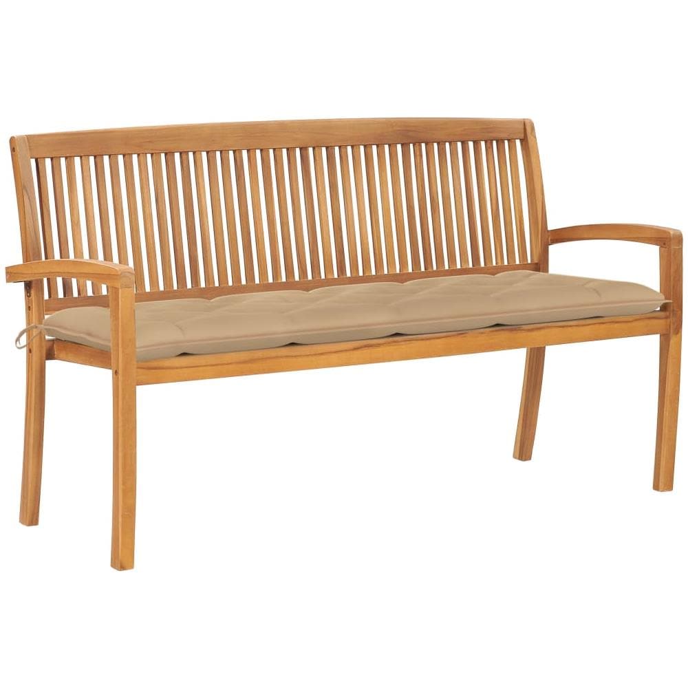 Panchina Da Giardino Impilabile E Cuscino 159cm Teak Massello - Foto 1