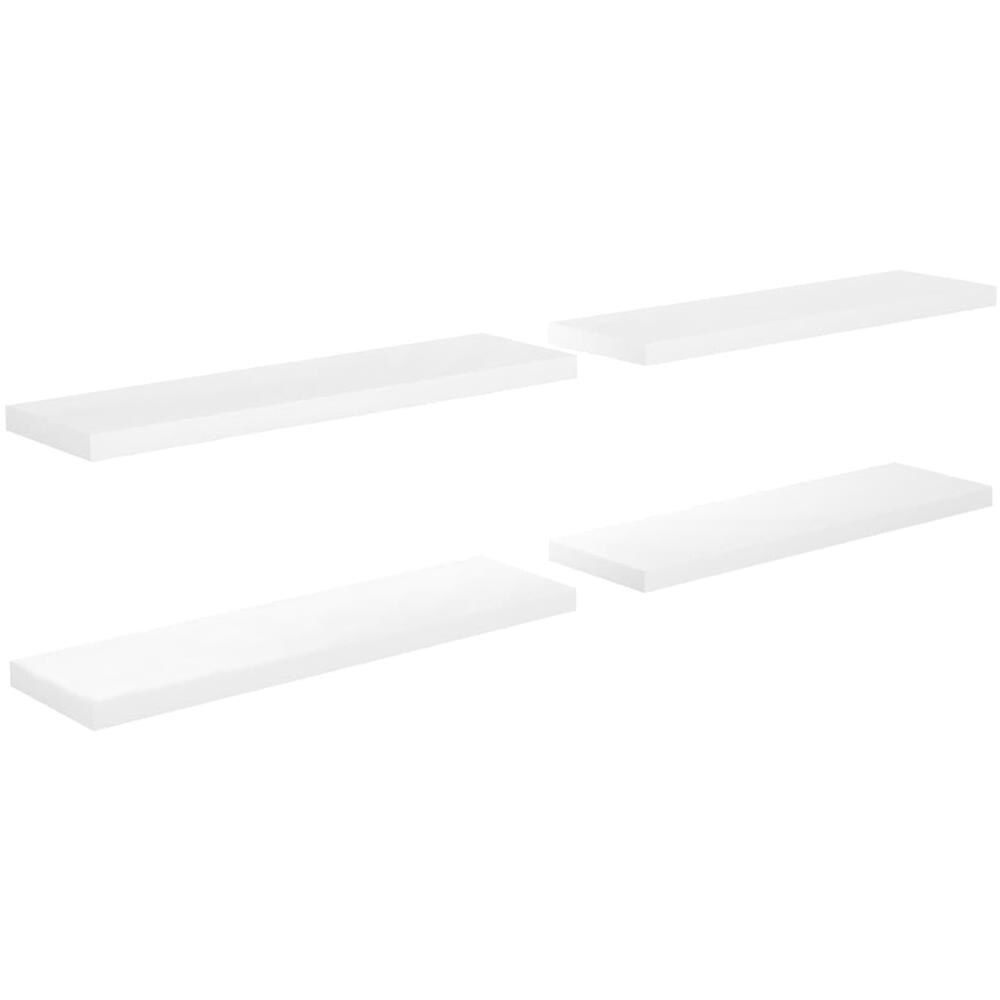 Scaffali A Parete 4 Pz Bianco Lucido 90x23,5x3,8 Cm In Mdf - Foto 2