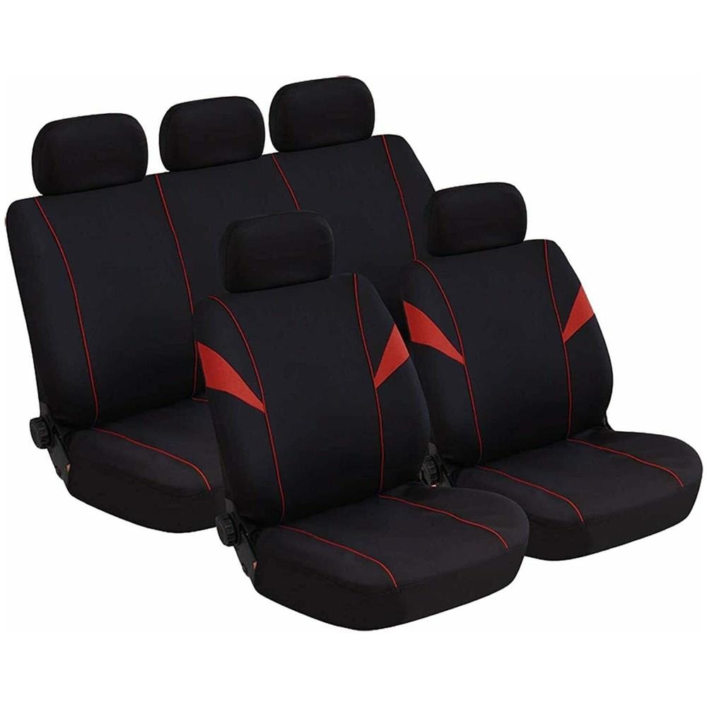 Coprisedili Universali Poliestere 2 Zip Schienali Posteriore Rosso - Mod. H - Foto 1