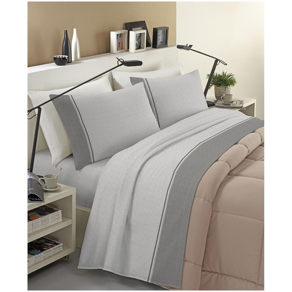 Set Completo Lenzuolo In Flanella Anti-pilling 100% Cotone Francese - Ida Grigio - Foto 1