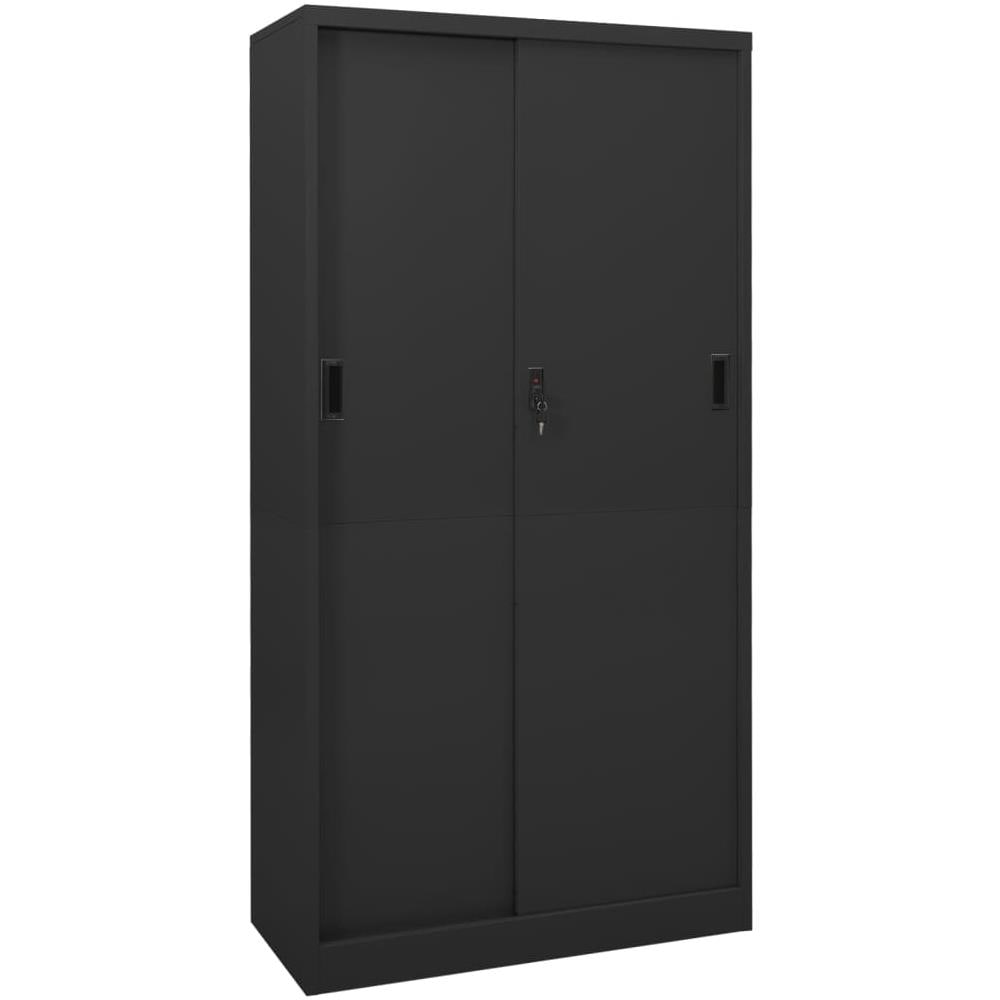 Armadio Ufficio Anta Scorrevole Antracite 90x40x180 Cm Acciaio - Foto 1