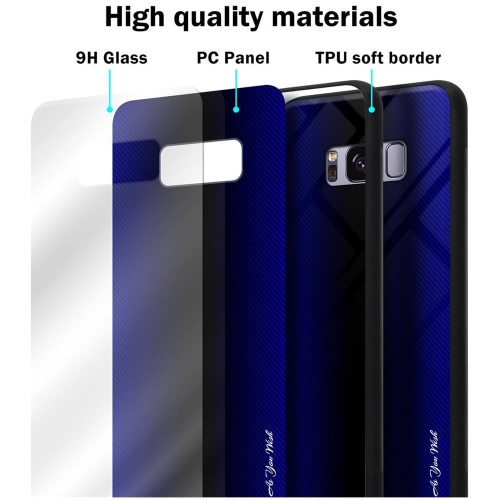 Custodia Compatibile Con Samsung Galaxy S8 Plus - Ottica A Strisce In Cobalto Viola - Coperchio Protettivo In Vetro Temperato E Silicone Tpu - Foto 7