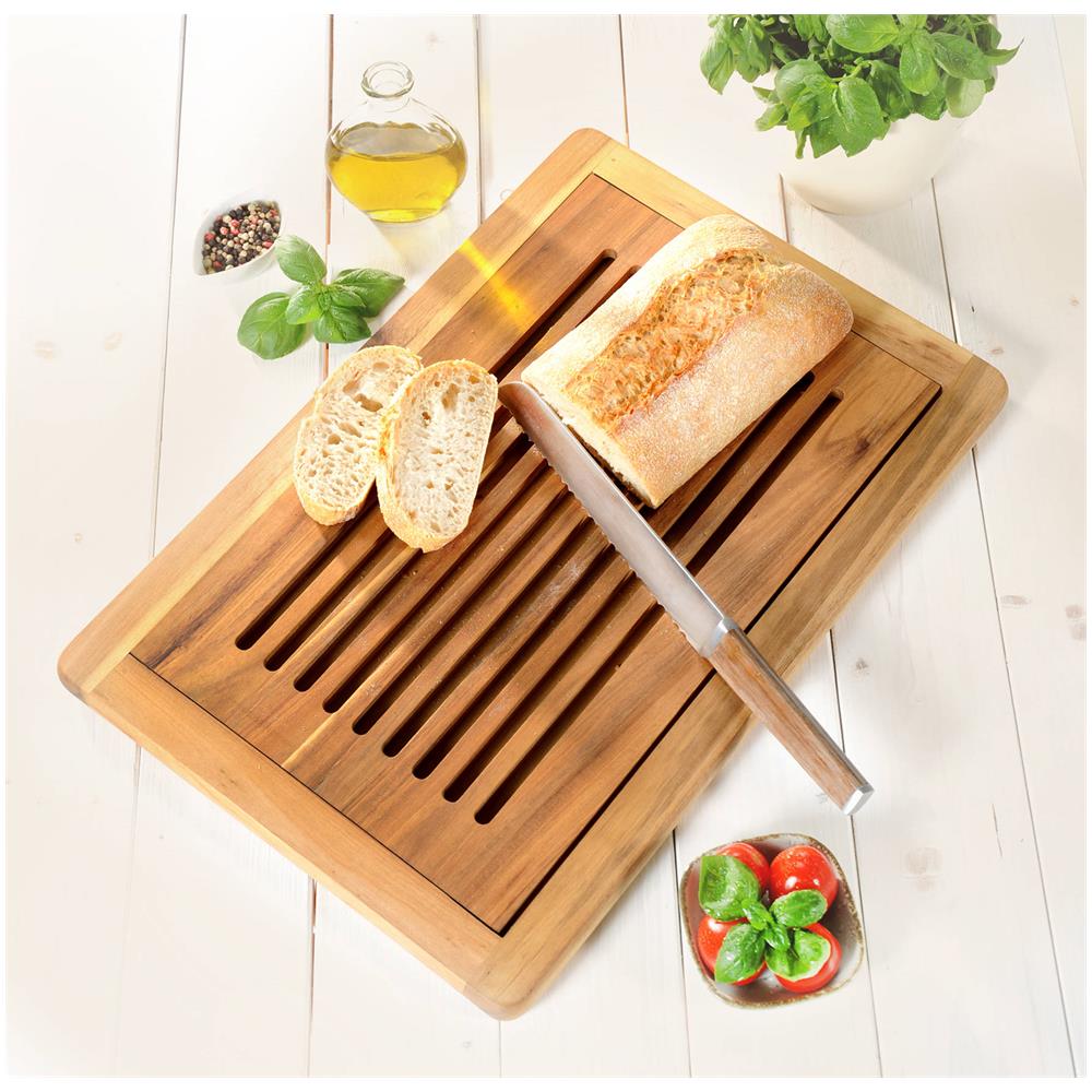 Tagliere Per Pane Con Serbatoio Briciole, Legno Di Acacia, 47 X 32 Cm - Foto 4