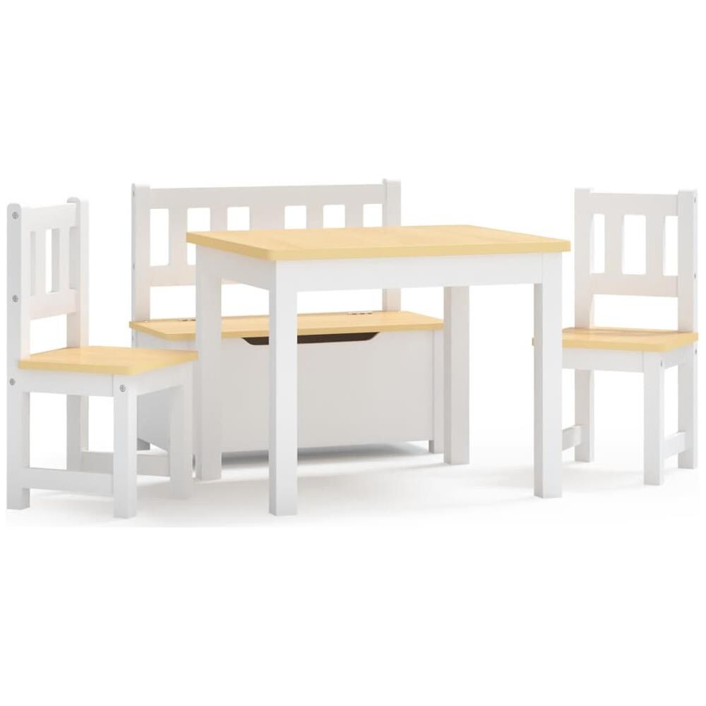 Set Tavolo E Sedie Per Bambini 4 Pz Bianco E Beige In Mdf - Foto 2