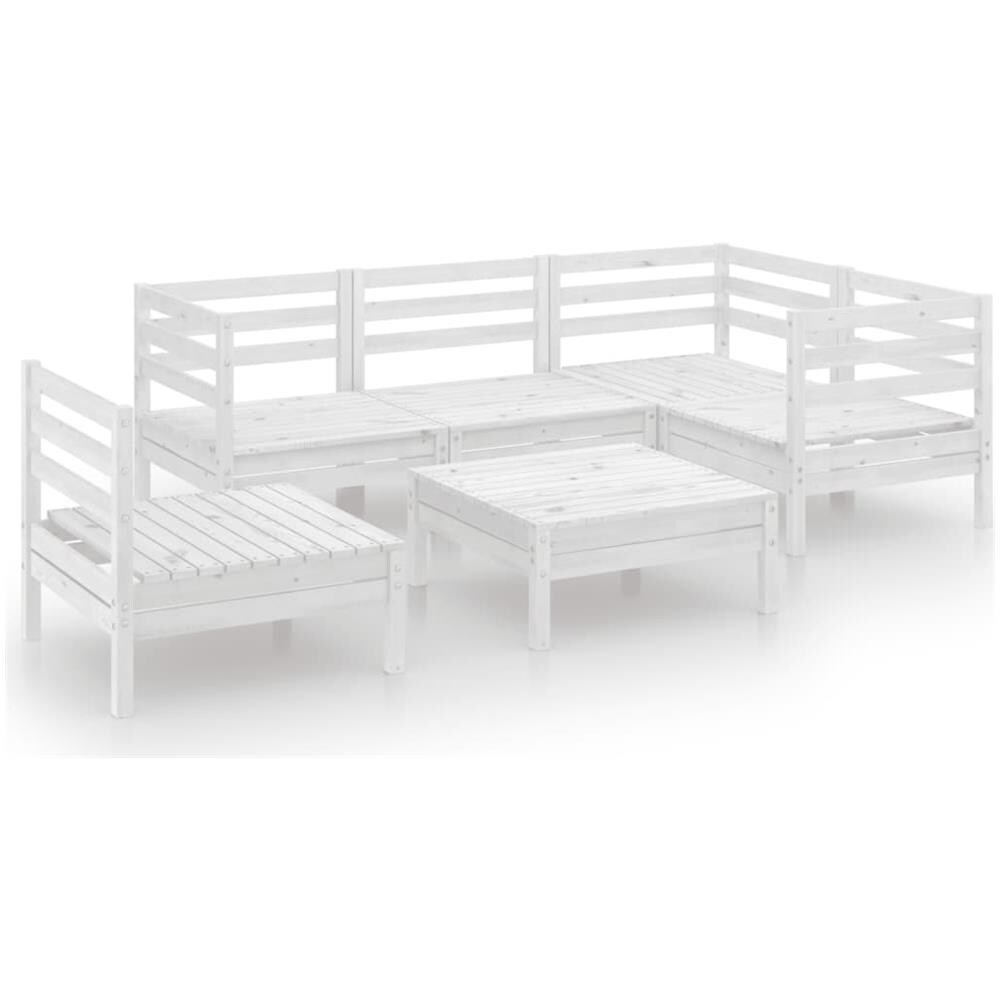 Set Divani Da Giardino 6 Pz In Legno Massello Di Pino Bianco - Foto 2