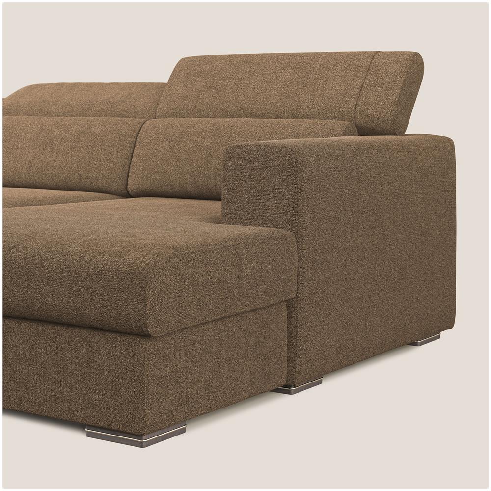 Vegas Divano Angolare Con Poggiatesta Reclinabili In Morbido Tessuto Smacchiabile Nocciola 271 Cm Destro - Foto 6