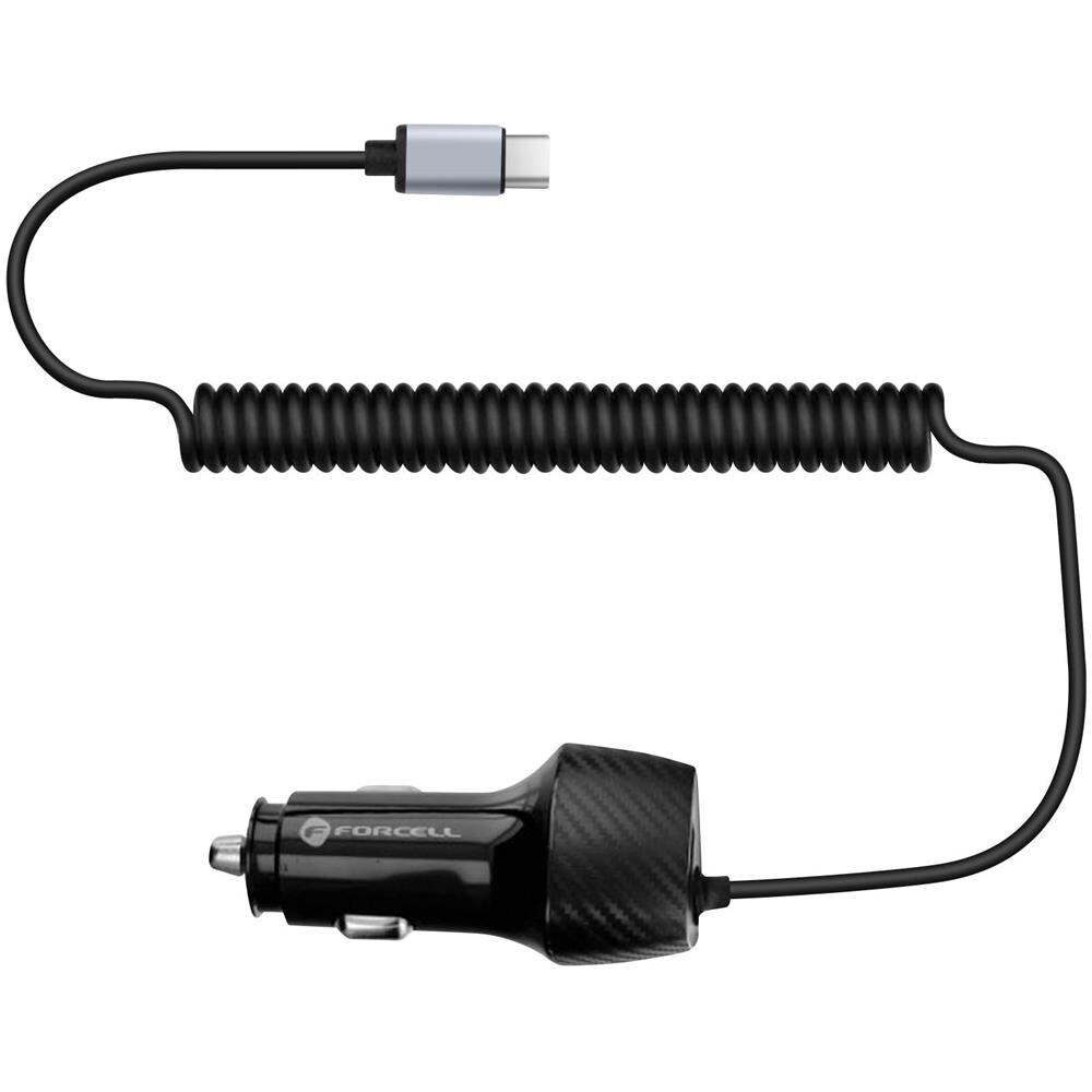 Caricabatterie Da Auto Usb 38w + Cavo Usb-c Qc 3.0 Nero Carbonio - Foto 5