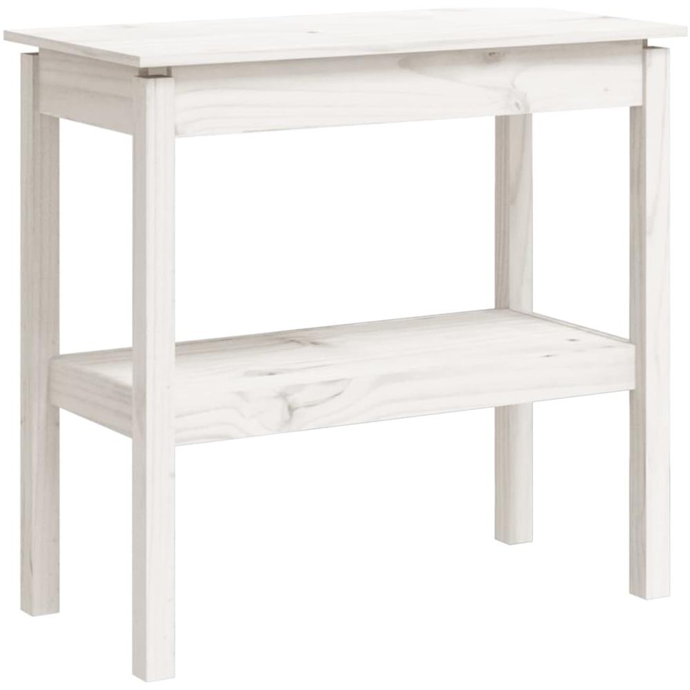 Tavolo Consolle Bianco 80x40x75 Cm In Legno Massello Di Pino - Foto 1