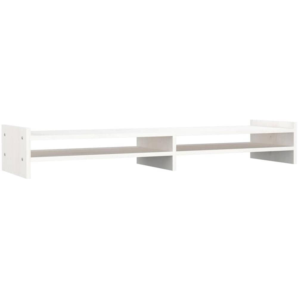 Supporto Per Monitor Bianco 100x27x15 Cm Legno Massello Di Pino - Foto 2