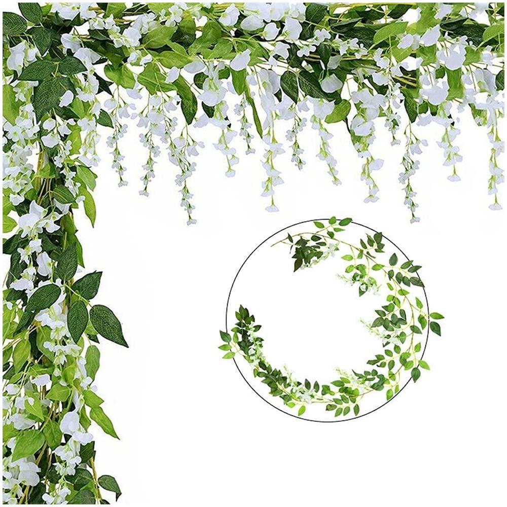 Pianta Di Glicine Artificiale Bianco /verde 1 8 M Confezione Da 4 - Foto 2