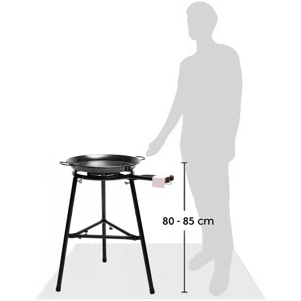 Medium Set Doppio Bruciatore a Gas 40-20 Cm + Padella per Paella 46 cm + Supporto a 3 Gambe Colore Nero - Foto 2