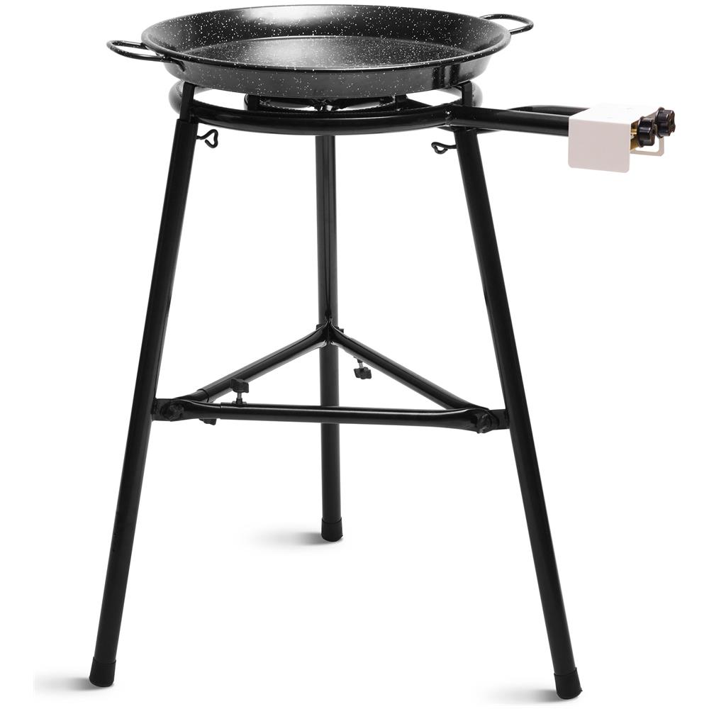 Medium Set Doppio Bruciatore a Gas 40-20 Cm + Padella per Paella 46 cm + Supporto a 3 Gambe Colore Nero - Foto 1