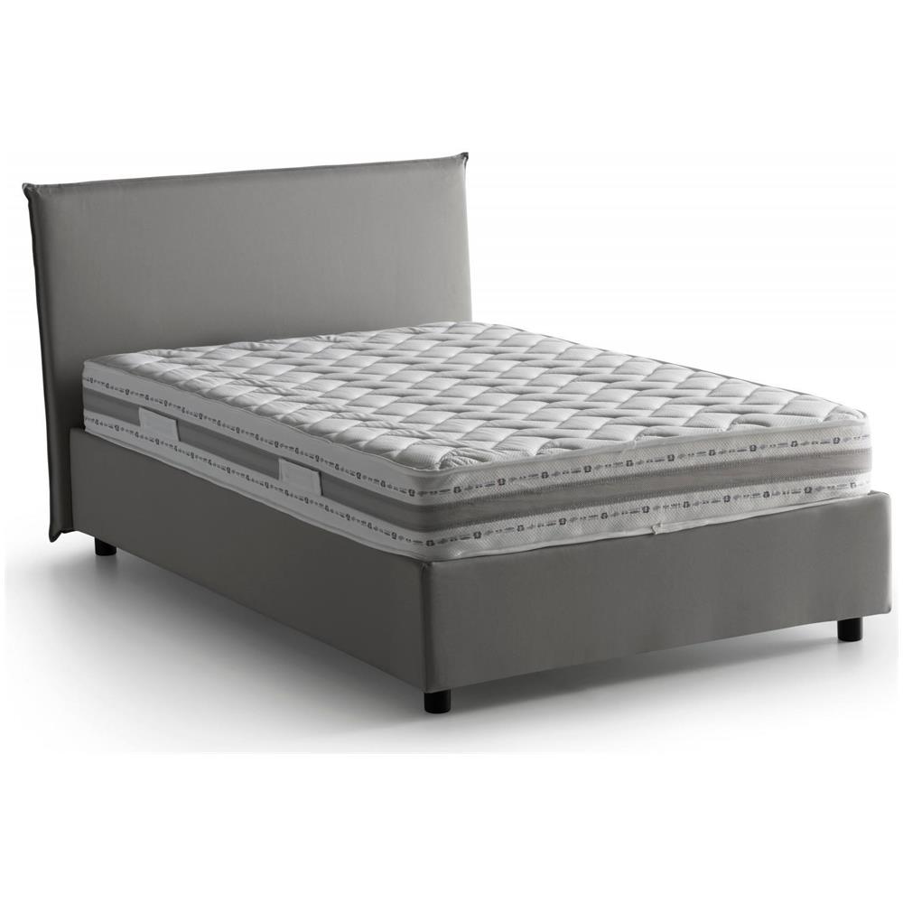 Letto Piazza E Mezza Asmara, Letto Contenitore Con Rivestimento In Tessuto, 100% Made In Italy, Apertura Frontale, Con Materasso Cm 120x190 Incluso, Grigio - Foto 2