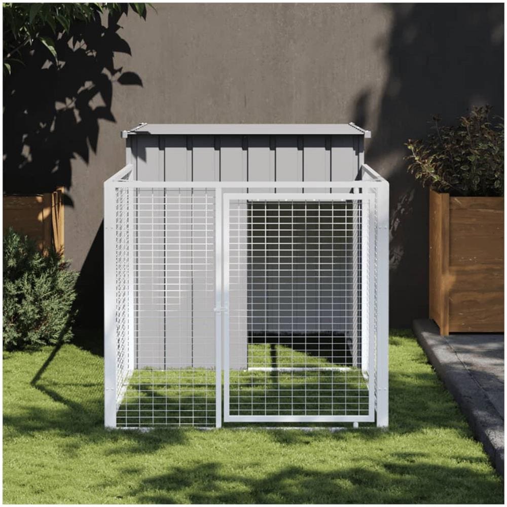 Casetta Cani Corsa Grigio Chiaro 110x201x110 cm Acciaio Zincato - Foto 1