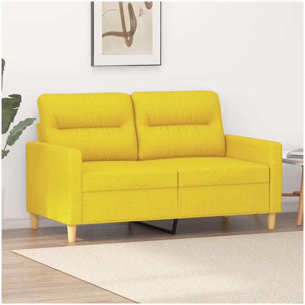 Divano A 2 Posti Giallo Chiaro 120 Cm In Tessuto - Foto 1