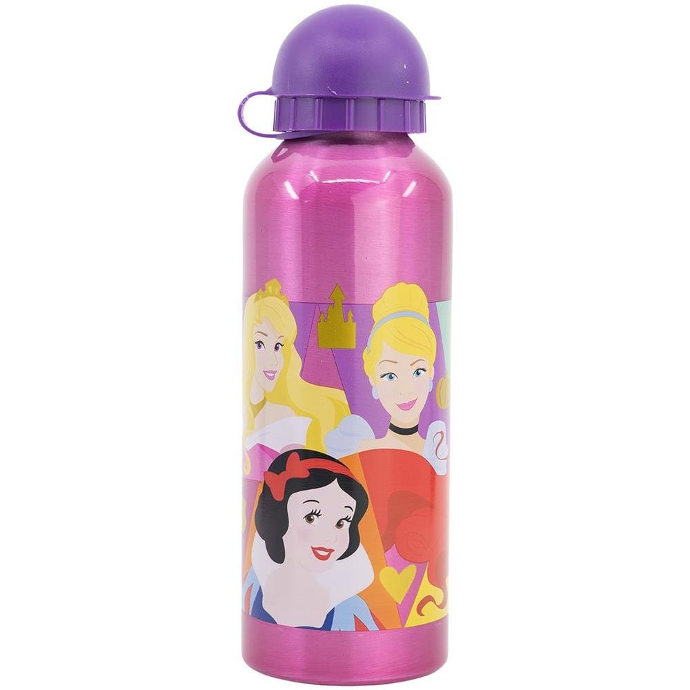 Disney Borraccia Viola Per Bambine In Alluminio Principesse Cenerentola Aurora Biancaneve Rapunzel Ariel Jasmine 530 Ml Con Beccuccio E Tappo Di Sicurezza - Foto 3