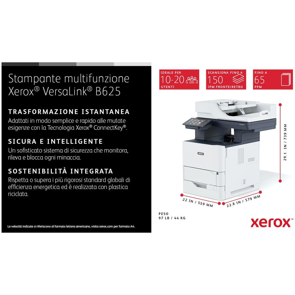 Stampante B625V DN Multifunzione Laser Mono Stampa Copia / Fax / Stampa / Scansione 600 x 600 DPI / Ethernet / USB - Foto 2