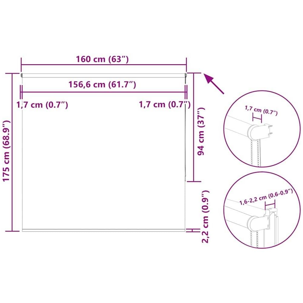 Tenda a Rullo Oscurante 160x175 cm Larghezza Tessuto 156,6 cm - Foto 10