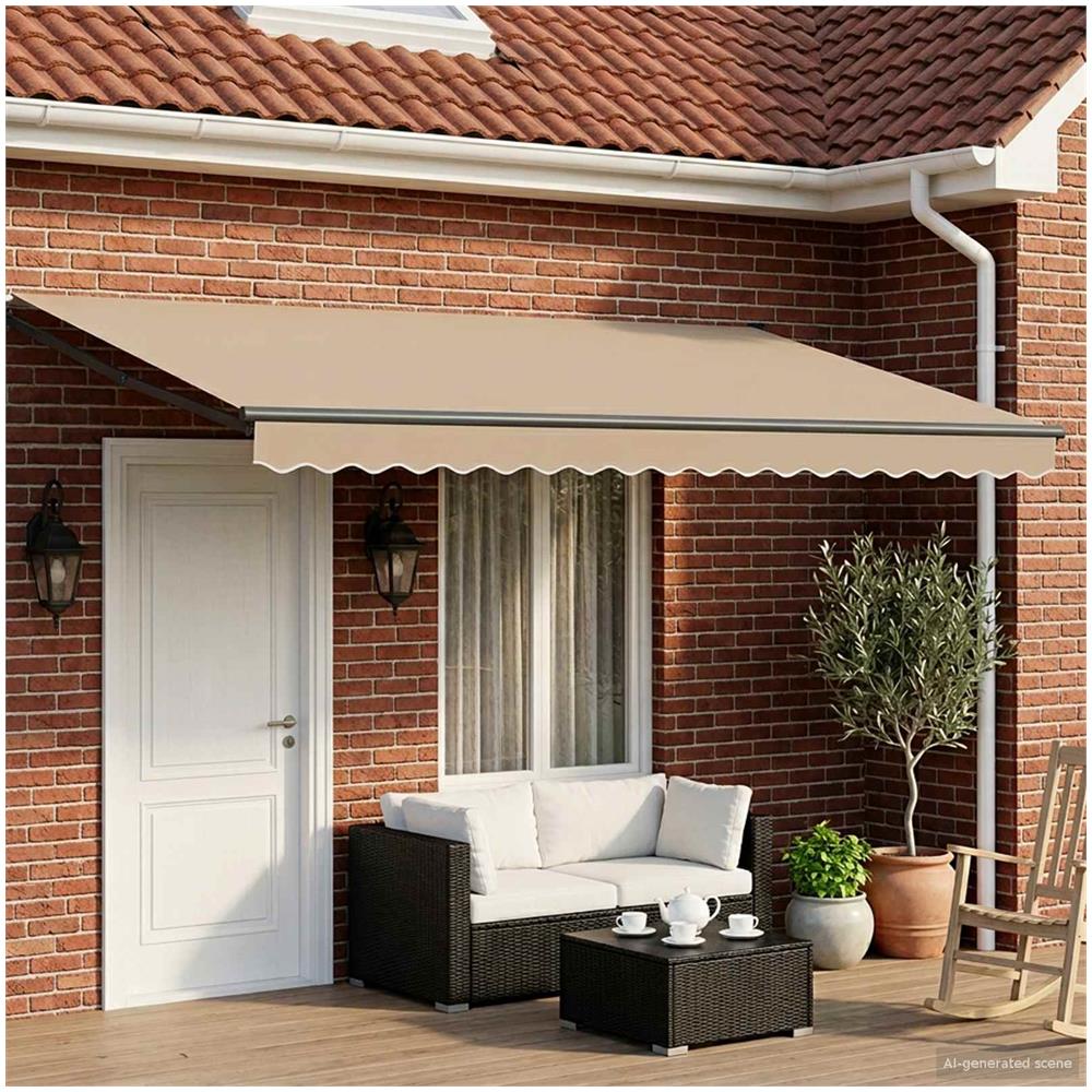Tenda retrattile manuale con LED Beige e Antracite 4 × 3 m - Foto 2