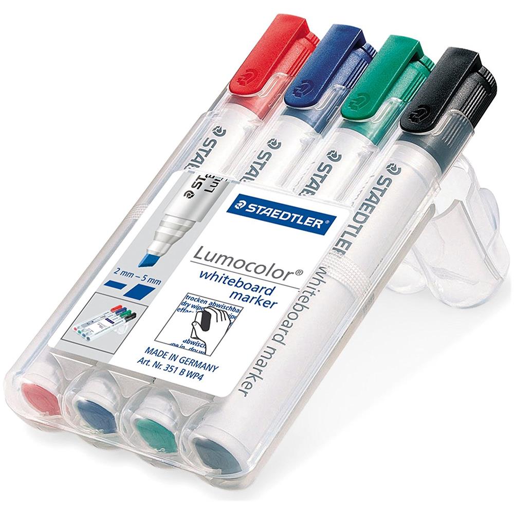 Marcatori Lumocolor per Lavagne Bianche con Punta a Scalpello 4 pz - Foto 1