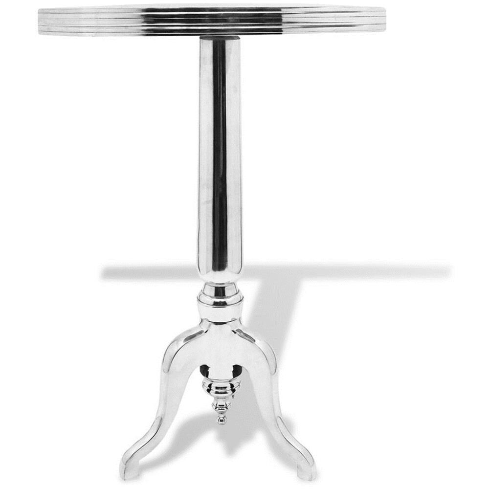 Tavolino Da Salotto Rotondo In Alluminio Argentato - Foto 2