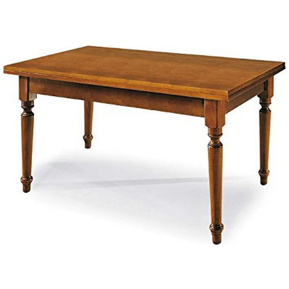 Dylan - Tavolo Da Pranzo Allungabile In Legno Massello Con Gamba Tornita Cm 85 X 160/200/240 - Foto 1