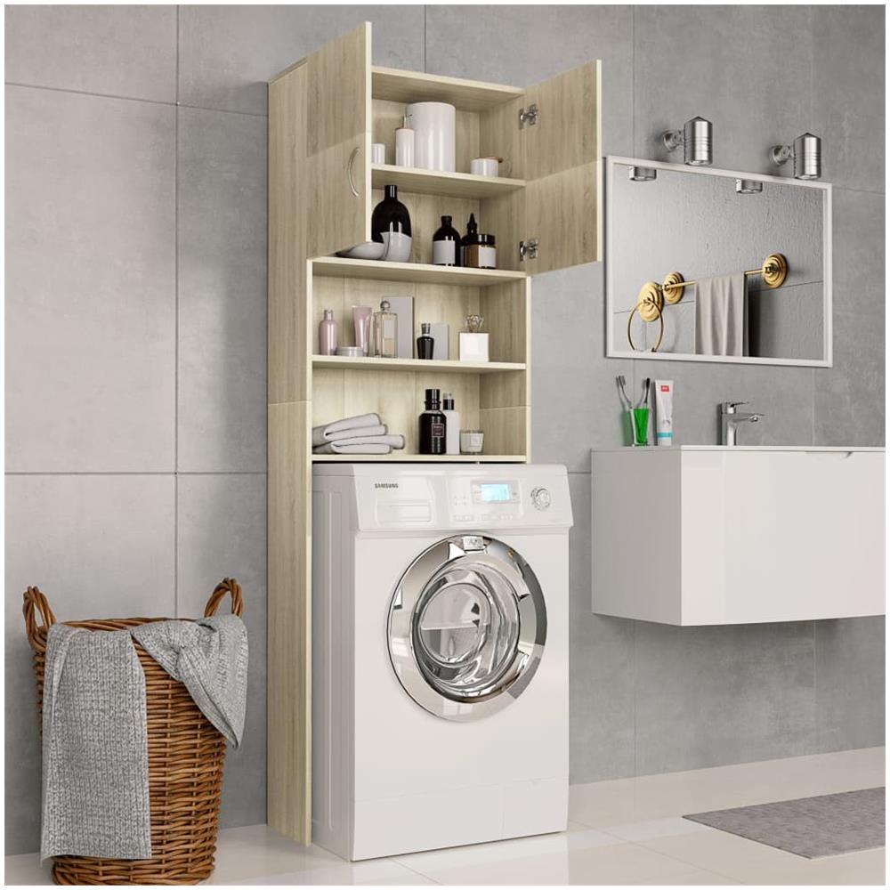 vidaXL Mobile per Lavatrice Nero 64x25,5x190 cm in Truciolato 