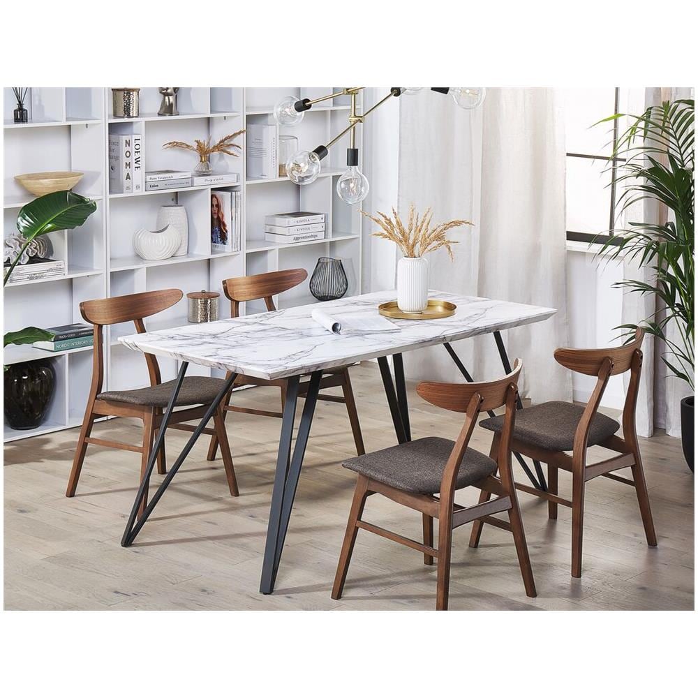 Tavolo Da Pranzo 150 X 80 Cm Effetto Marmo Bianco E Nero Molden - Foto 2