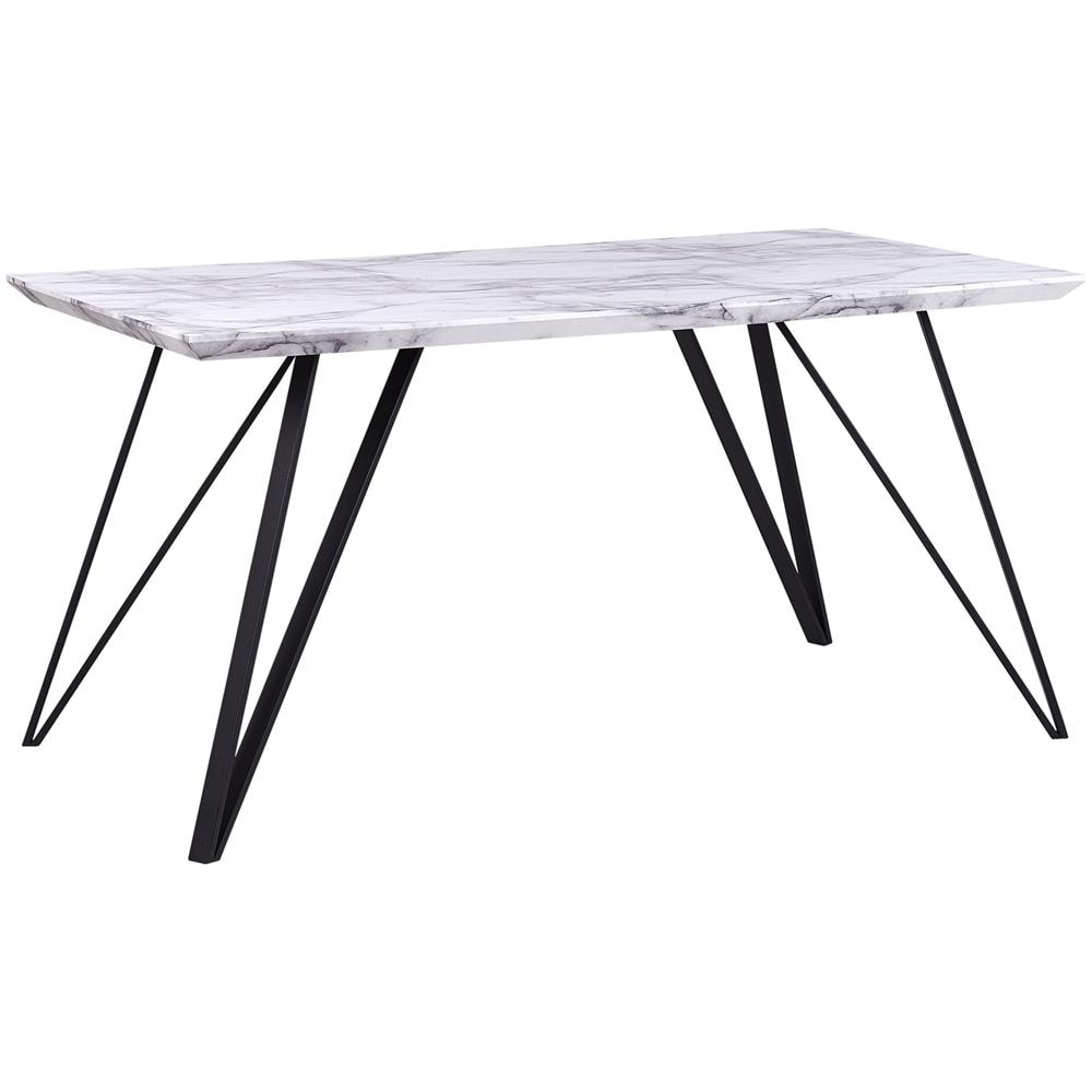 Tavolo Da Pranzo 150 X 80 Cm Effetto Marmo Bianco E Nero Molden - Foto 1