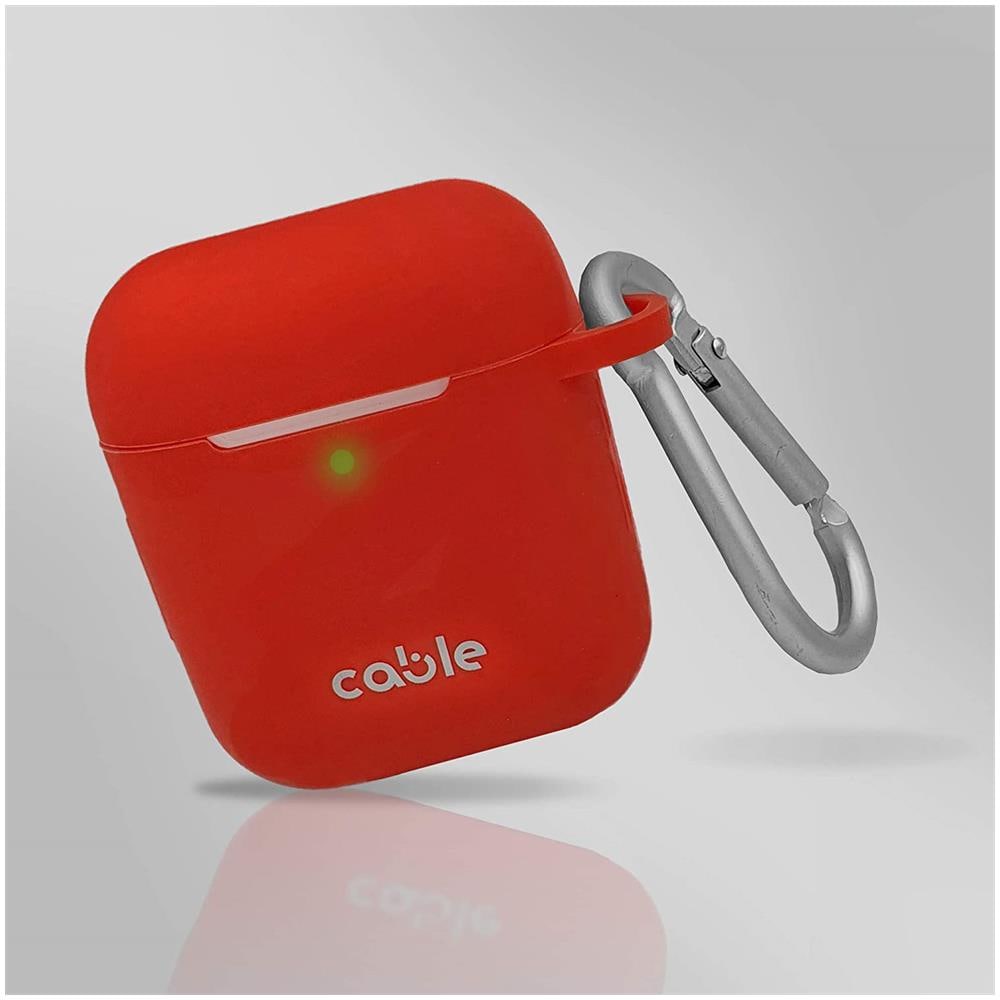 Custodia Protettiva Per Airpods 1 E 2, Cover In Silicone Soft Touh Per Cuffie Bluetooth, Moschettone Incluso (red) - Foto 2