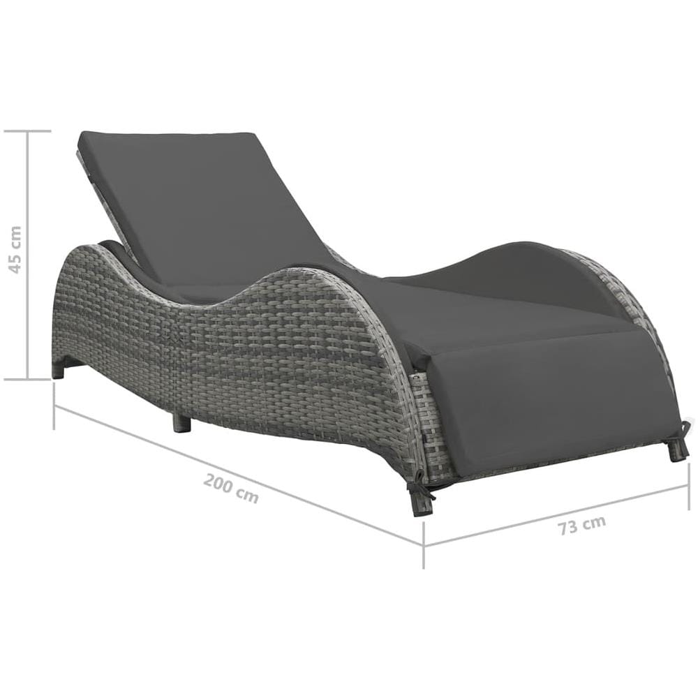 Lettino Prendisole Con Cuscino In Polyrattan Antracite - Foto 9