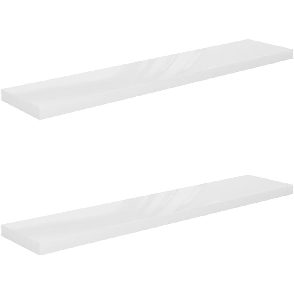 Scaffali A Parete 2 Pz Bianco Lucido 120x23,5x3,8 Cm In Mdf - Foto 2