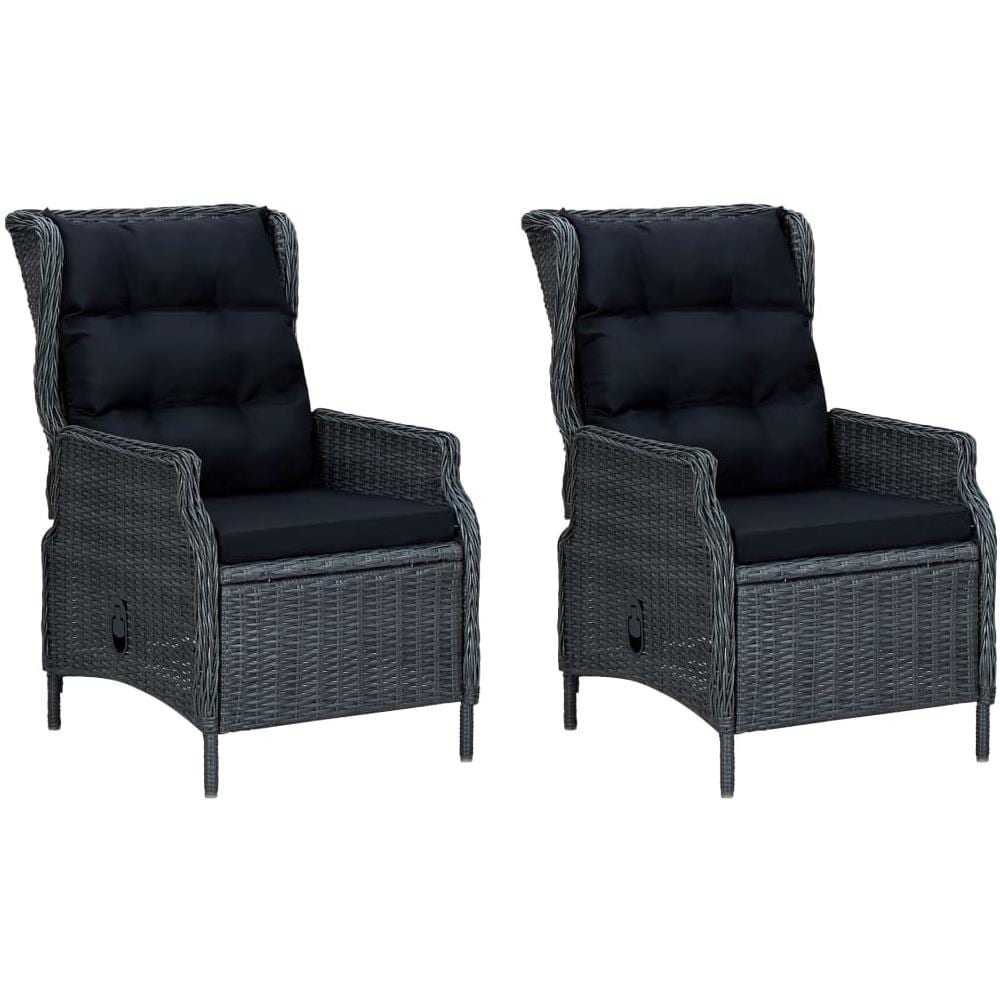 Set Pranzo da Giardino 9 pz con Cuscini Polyrattan Grigio Scuro - Foto 3