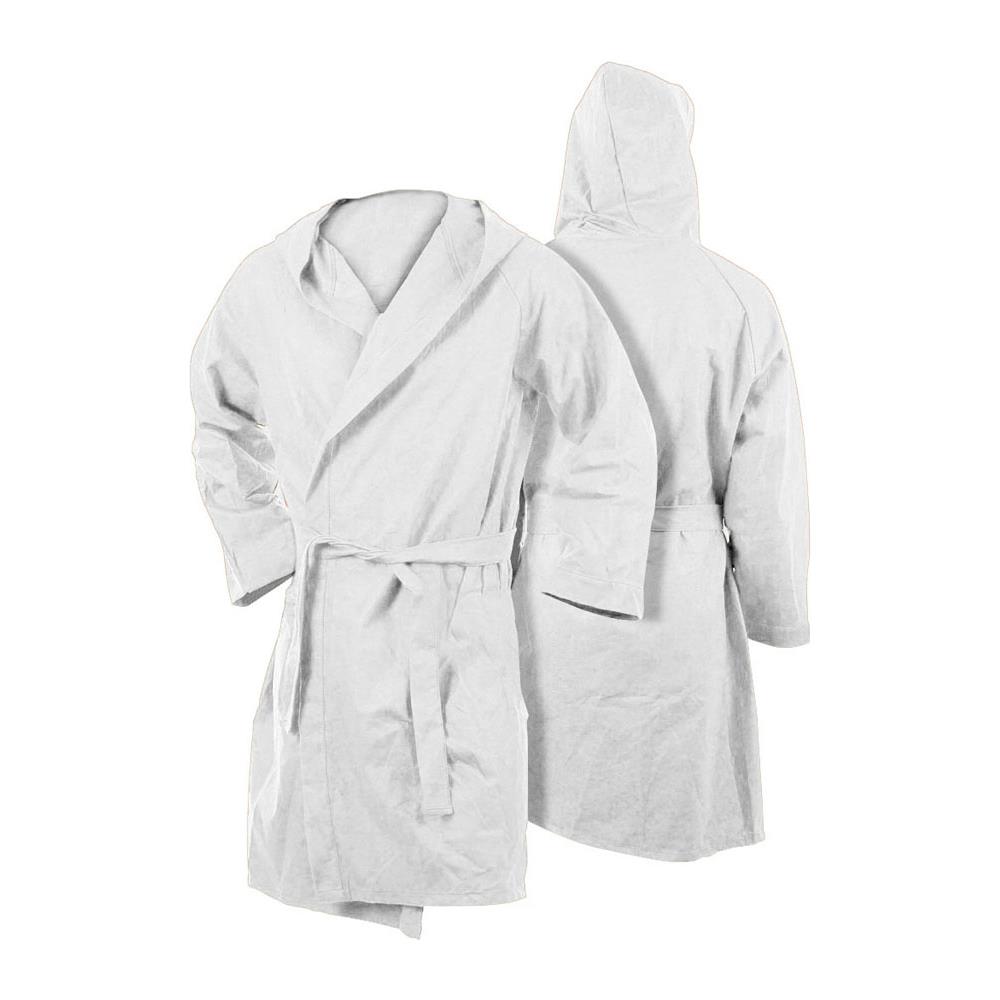 Accappatoio Con Cappuccio In Microfibra Adulto Unisex In Tinta Unita Vari Colori Xl Bianco - Foto 1