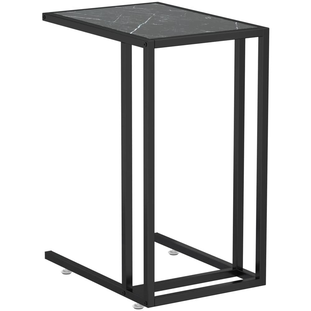 Tavolino Per Computer Marmo Nero 50x35x65 Cm Vetro Temperato - Foto 2
