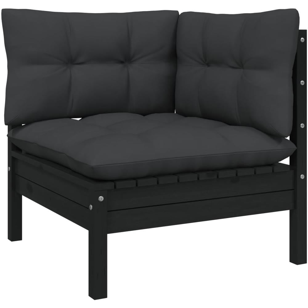 Set Divani da Giardino 3 pz con Cuscini Neri in Legno di Pino - Foto 2