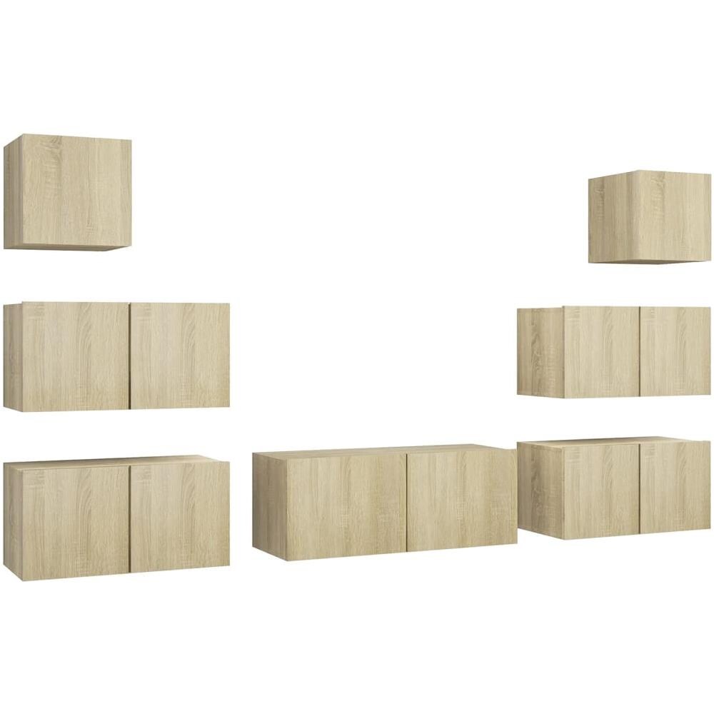 Set di Mobili Porta TV 7 pz Rovere Sonoma in Legno Multistrato - Foto 1