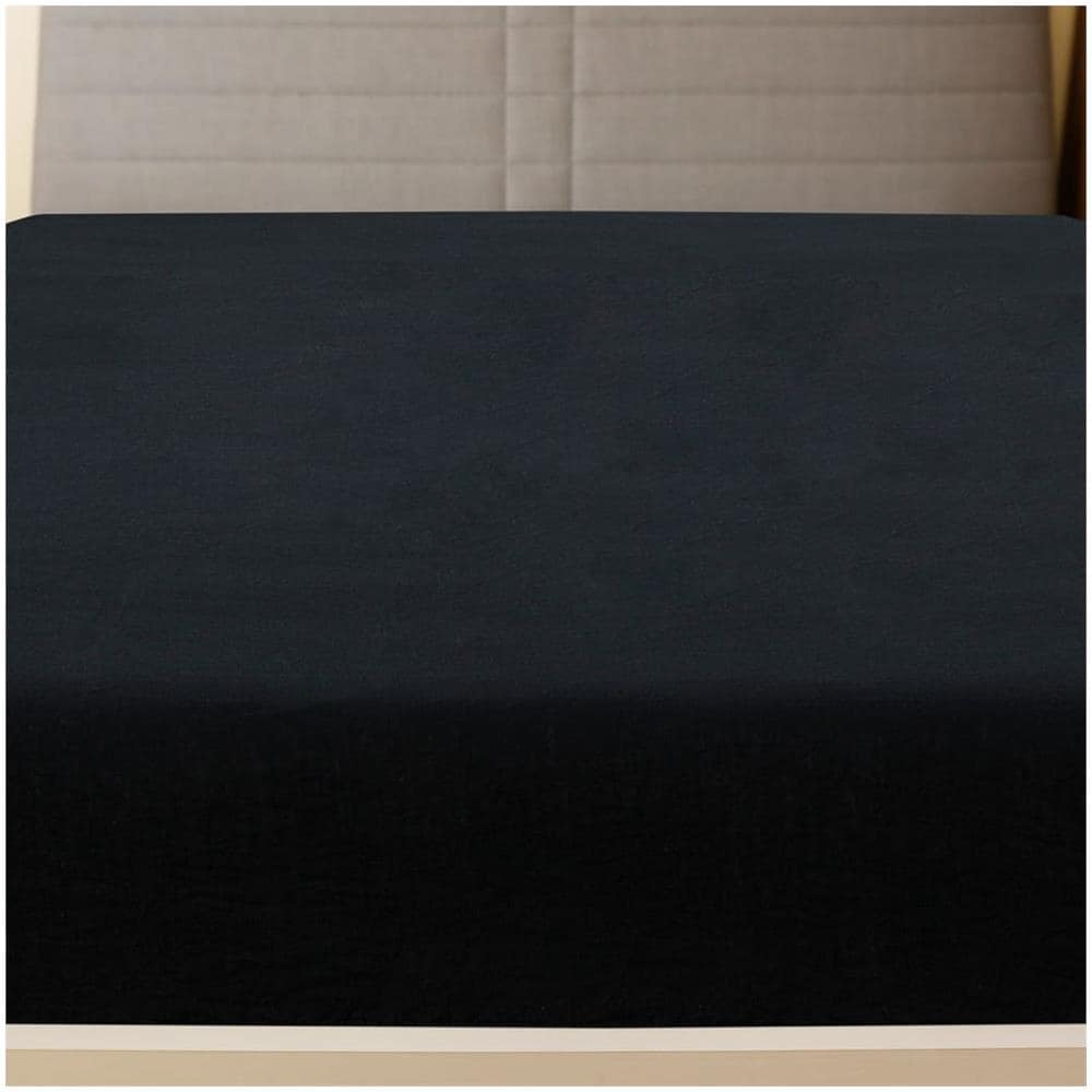 Lenzuola Con Angoli Jersey 2pz Nero 180x200 Cm Cotone - Foto 3