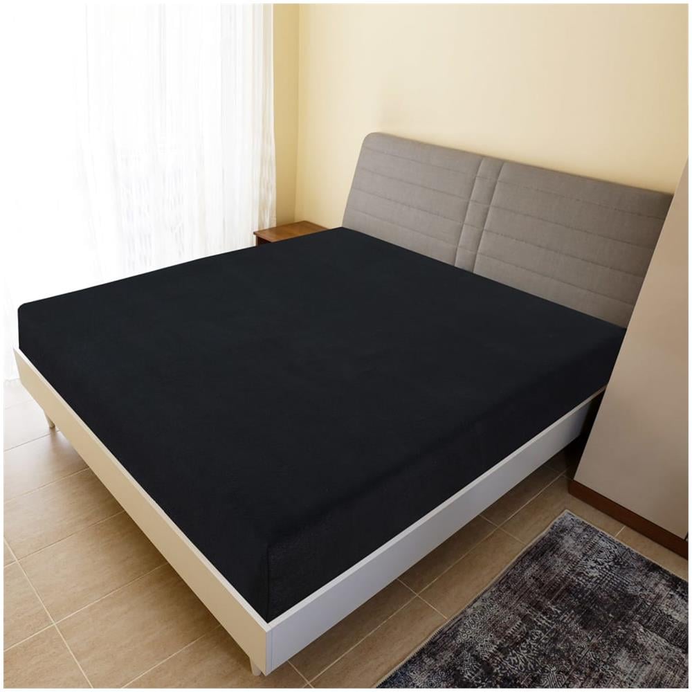 Lenzuola Con Angoli Jersey 2pz Nero 180x200 Cm Cotone - Foto 1