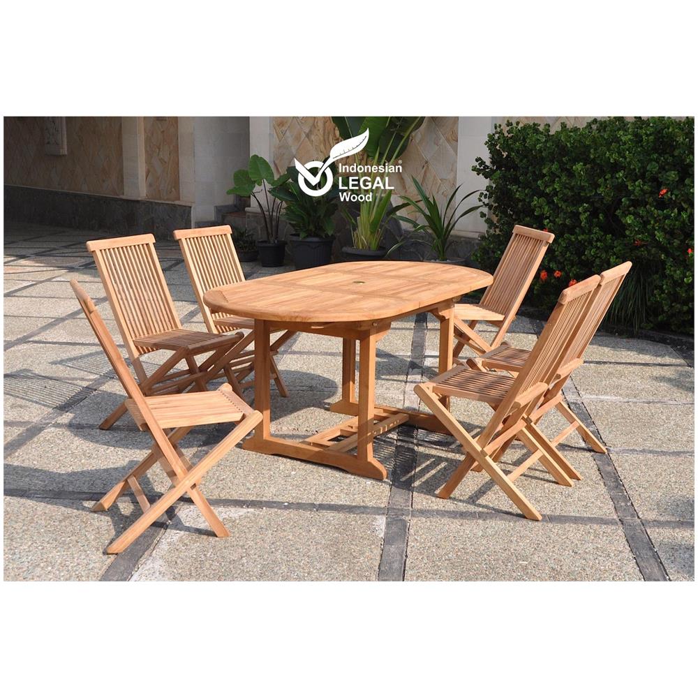 Tavolo Da Giardino Ovale E 6 Sedie In Teak Kajang - Foto 1