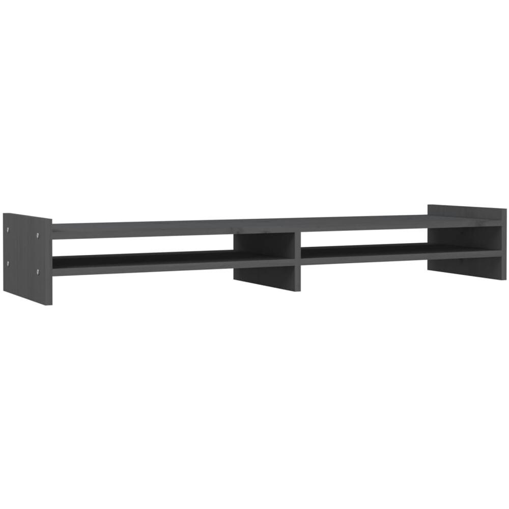 Supporto Per Monitor Grigio 100x27x15 Cm Legno Massello Di Pino - Foto 2