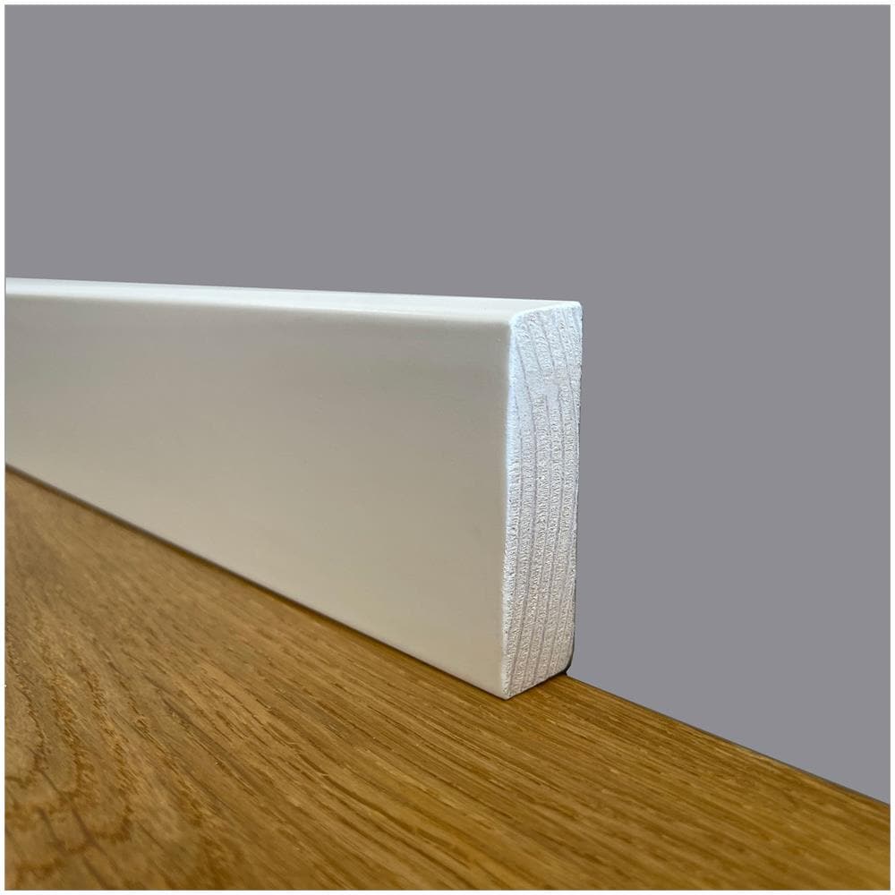 Battiscopa Premium In Legno Massello Squadrato 55x14 Laccato Bianco Liscio (prezzo Al Metro) - Foto 1