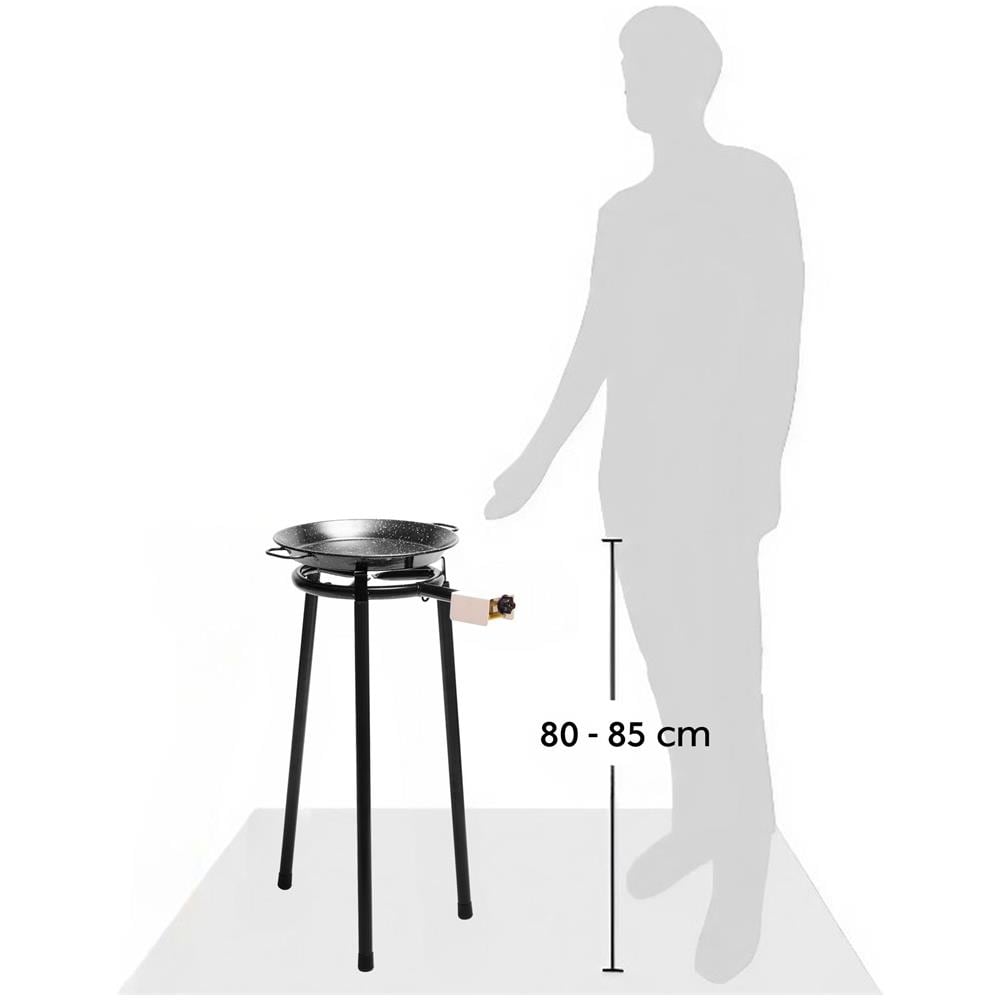 Mini Set Bruciatore a Gas Per Paella 30 Cm + Padella Smaltata 38 cm + Supporto 3 Gambe Colore Nero - Foto 2